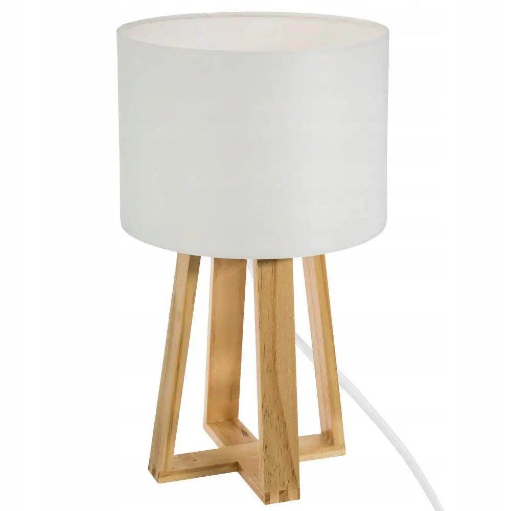 Hvit Bordlampe på Trebase - Moderne