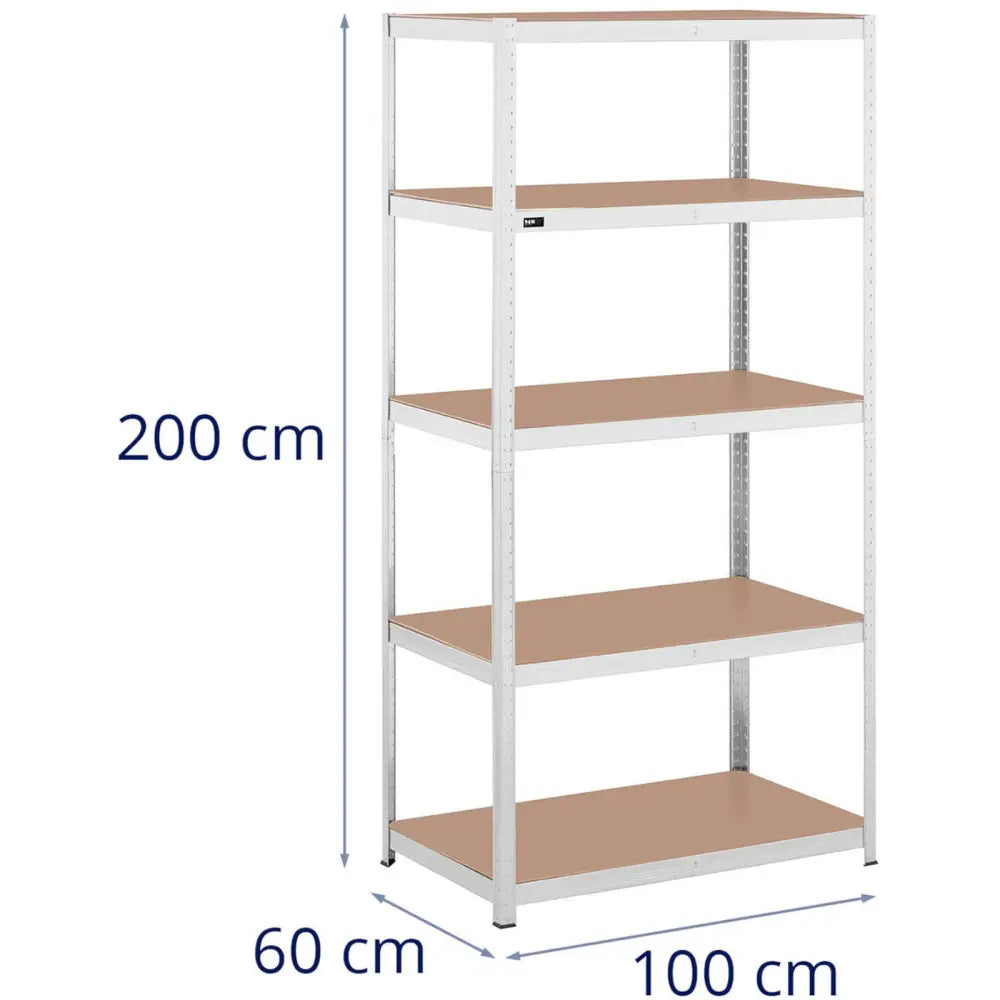 Hylle Metall 5 Hyller 750 Kg 100 x 60 x 197 Cm Grå