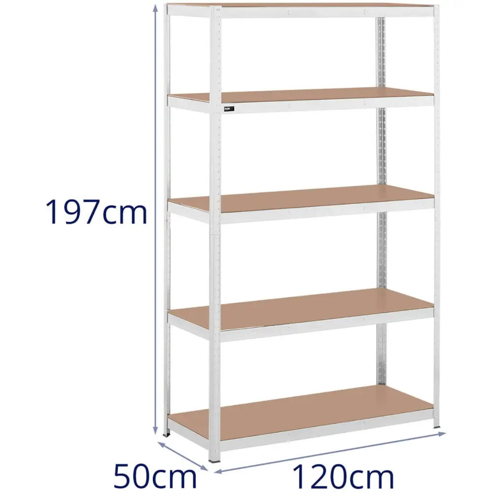 Hylle til Lager Metall 5 Hyller 750 Kg 120 x 50 x 197 Cm Grå