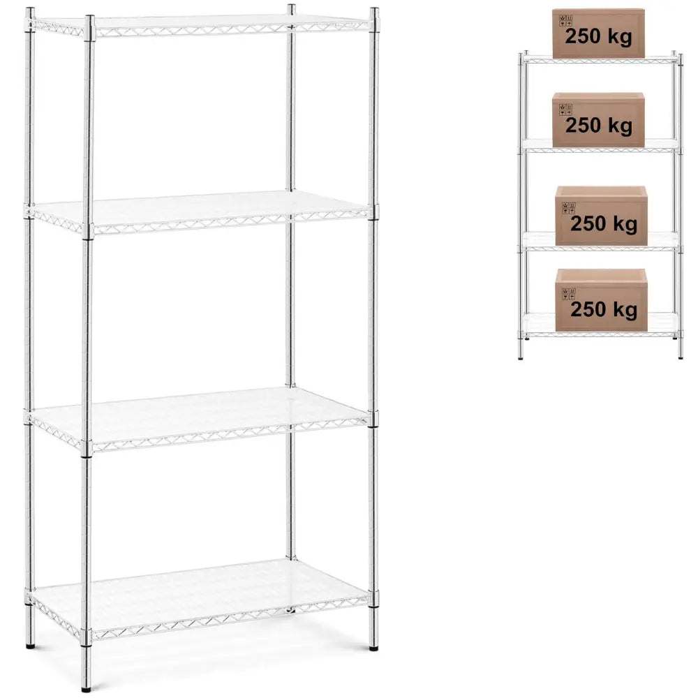 Hylleenhet Chrome 4 Hylle + 4 Matter 1000 Kg 90x45x180 Cm