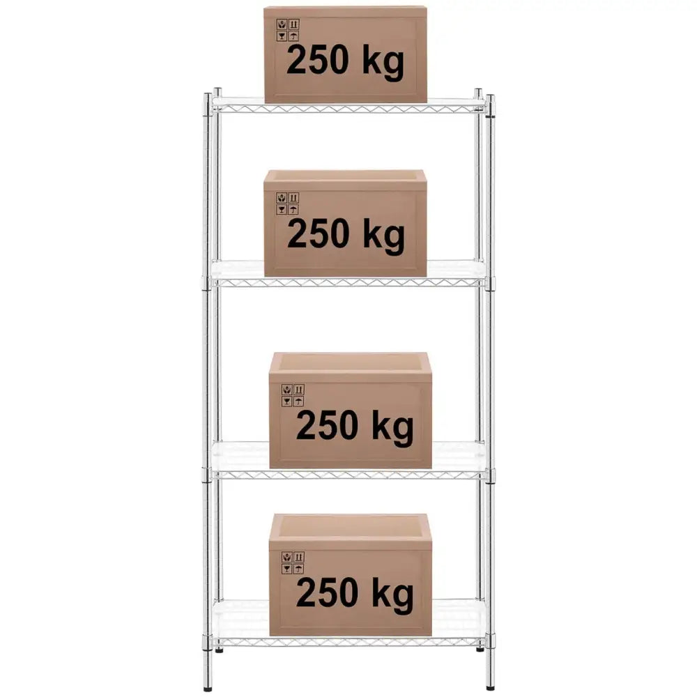Hylleenhet Chrome 4 Hylle + 4 Matter 1000 Kg 90x45x180 Cm