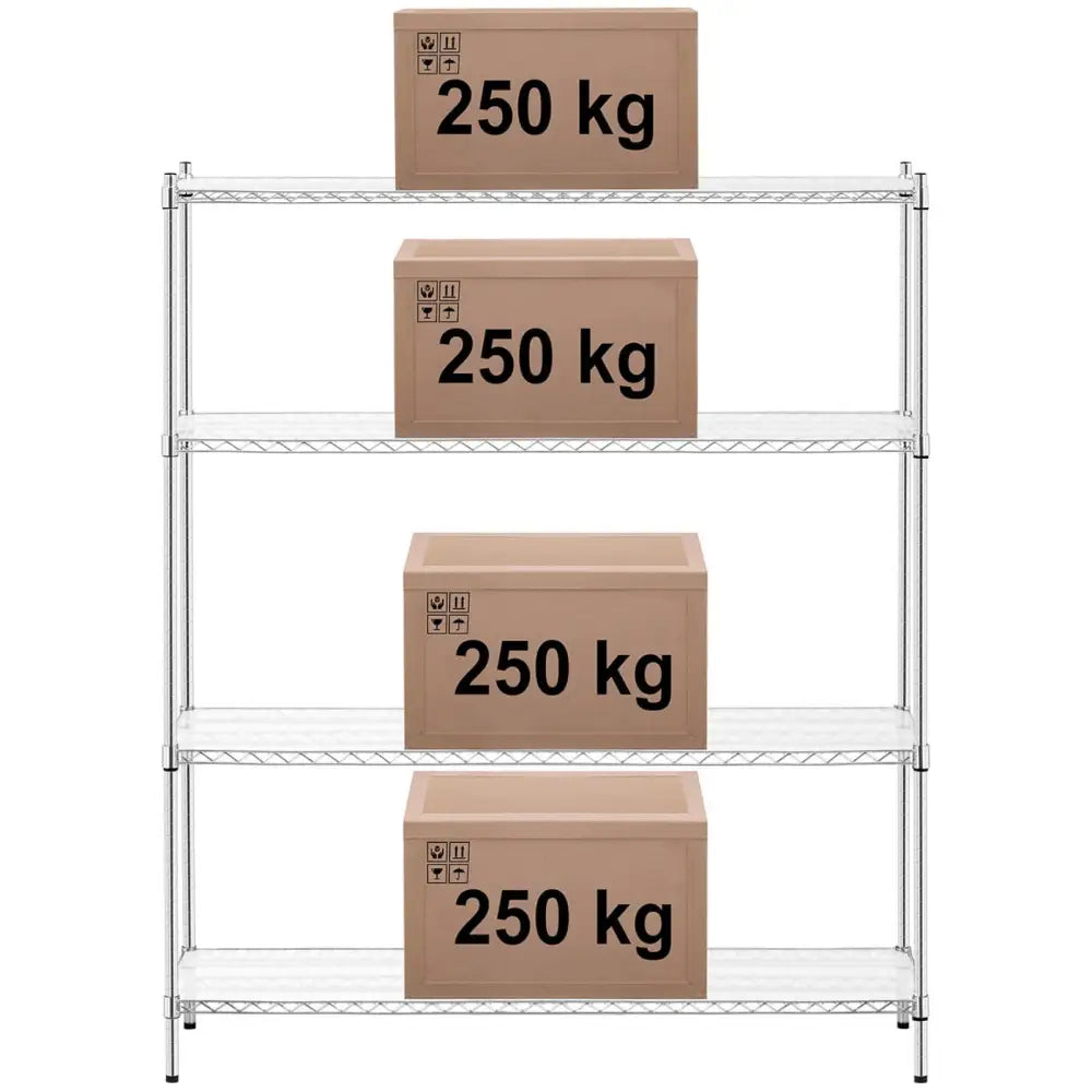 Hyller Lagringsenhet Kromtråd 4 Hyller + 4 Matter Opptil 1000kg 150x45x180 Cm