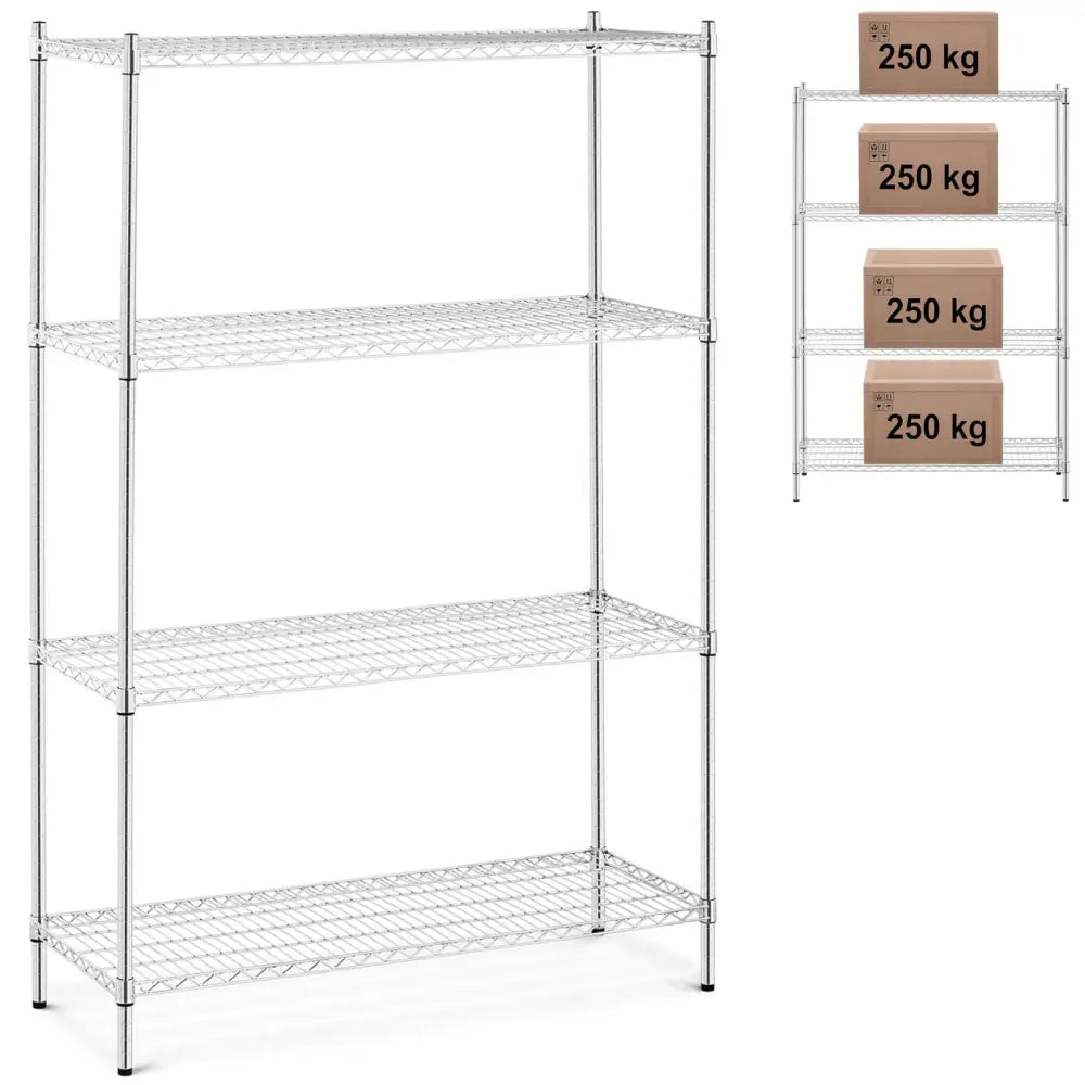 Hylleverksted Krom 4 åpne Hyller Opptil 1 Tonn 1000 Kg 120x45x180 Cm