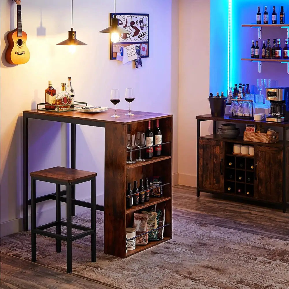 Industriell Loft Barbord Rustikk med Sidehylle