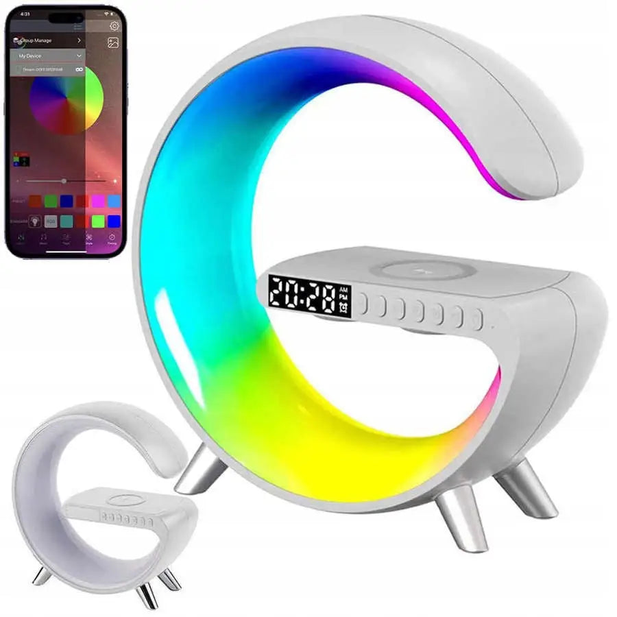 Intelligent Led Rgb-lampe med Qi-lader og Høyttaler