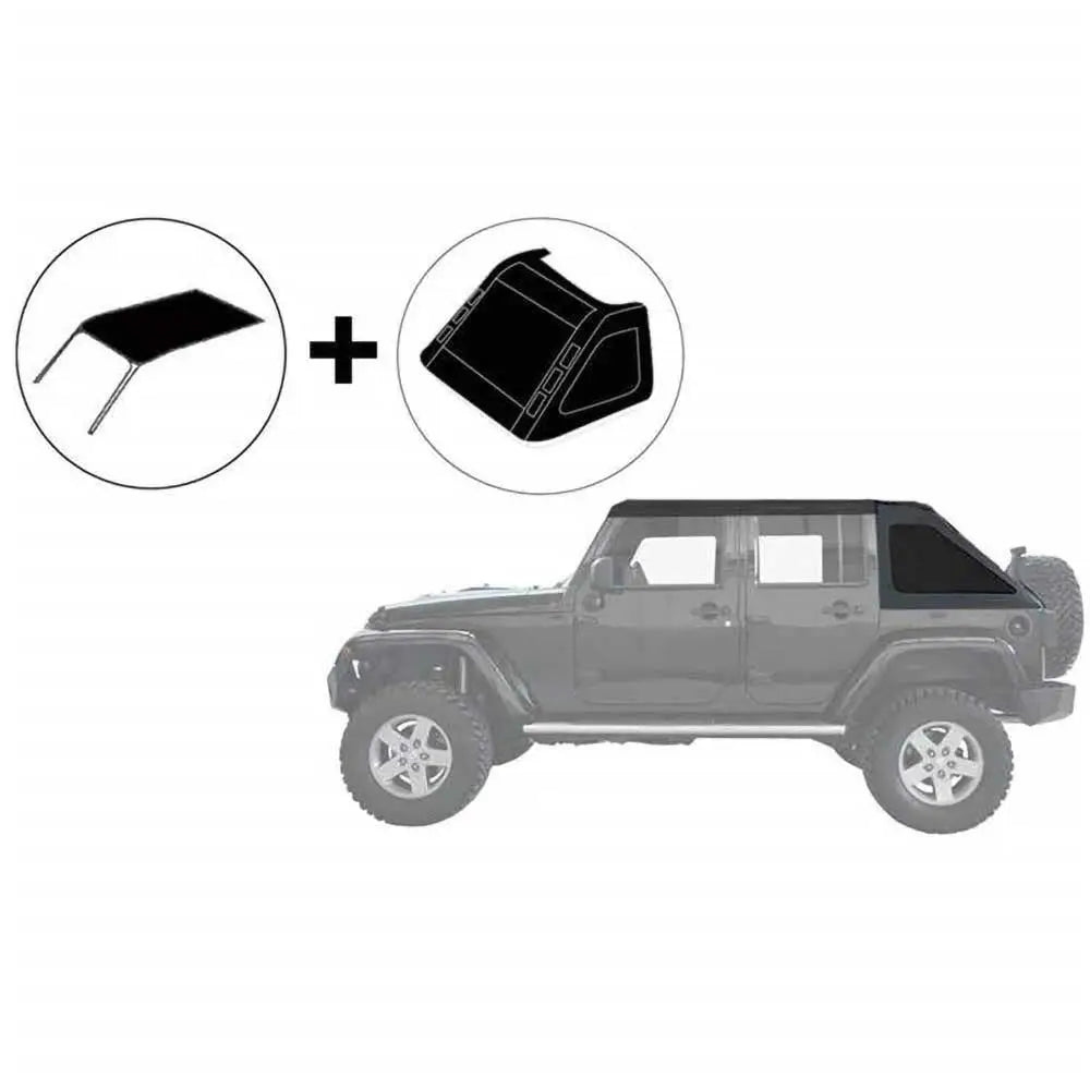 Jeep Wrangler Jk 4 d 07-18 Tak Softtop uten Ramme Fastback-stil med Suntop-vinduer