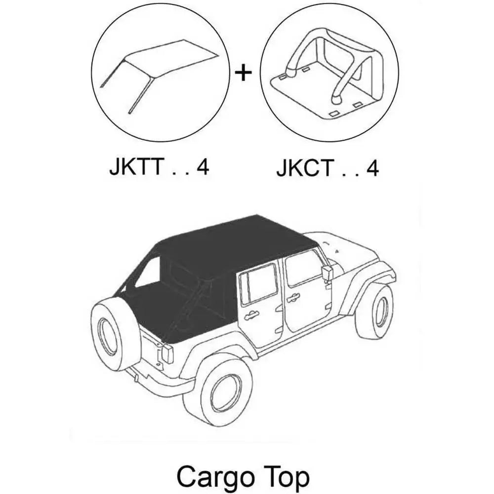 Jeep Wrangler Jk 4 d 07-18 Tak Topp Softop Cargo Style i Suntop - ingen Ramme