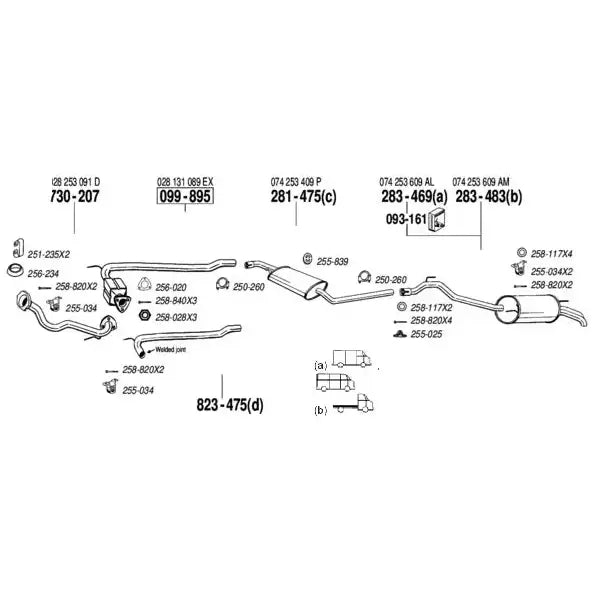 Katalysator Reparere Rør - Vw T4 95-03 2,4d; 2,5tdi