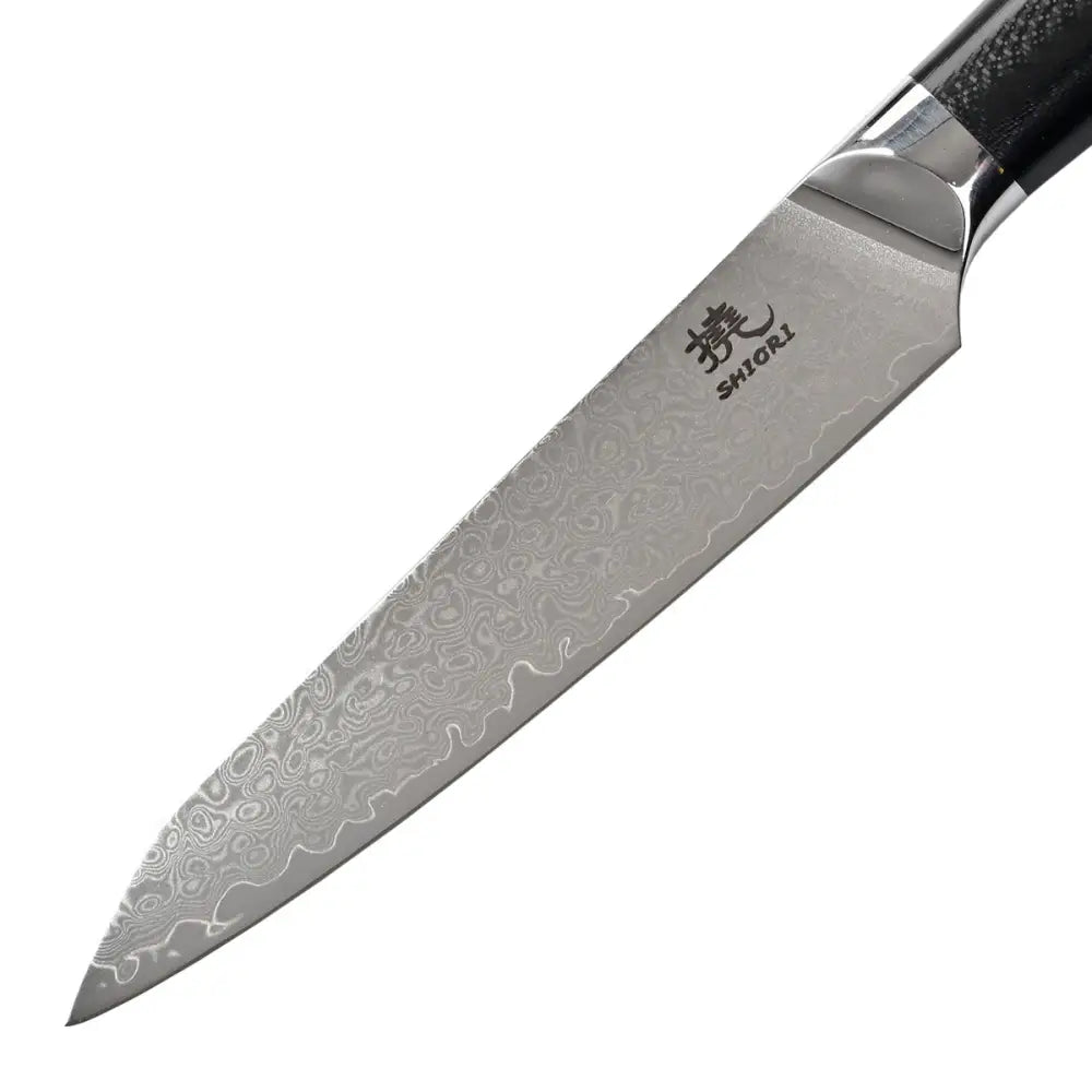 Kjøkkenkniv Shiori 撓 Hiashi Shōto Damaskstål 15° Slipesvinkel
