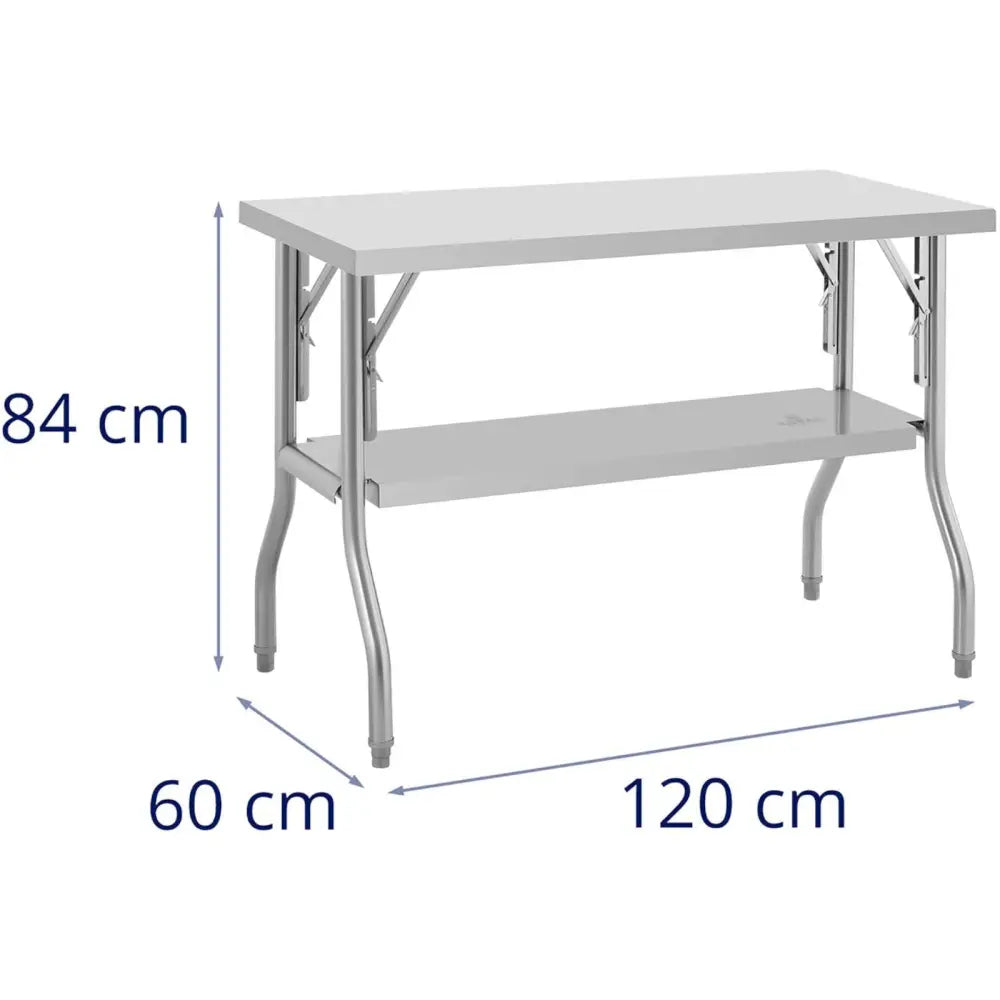 Kontor Bord Sammenleggbart med Hylle i Stål 140 Kg 120 x 60 Cm