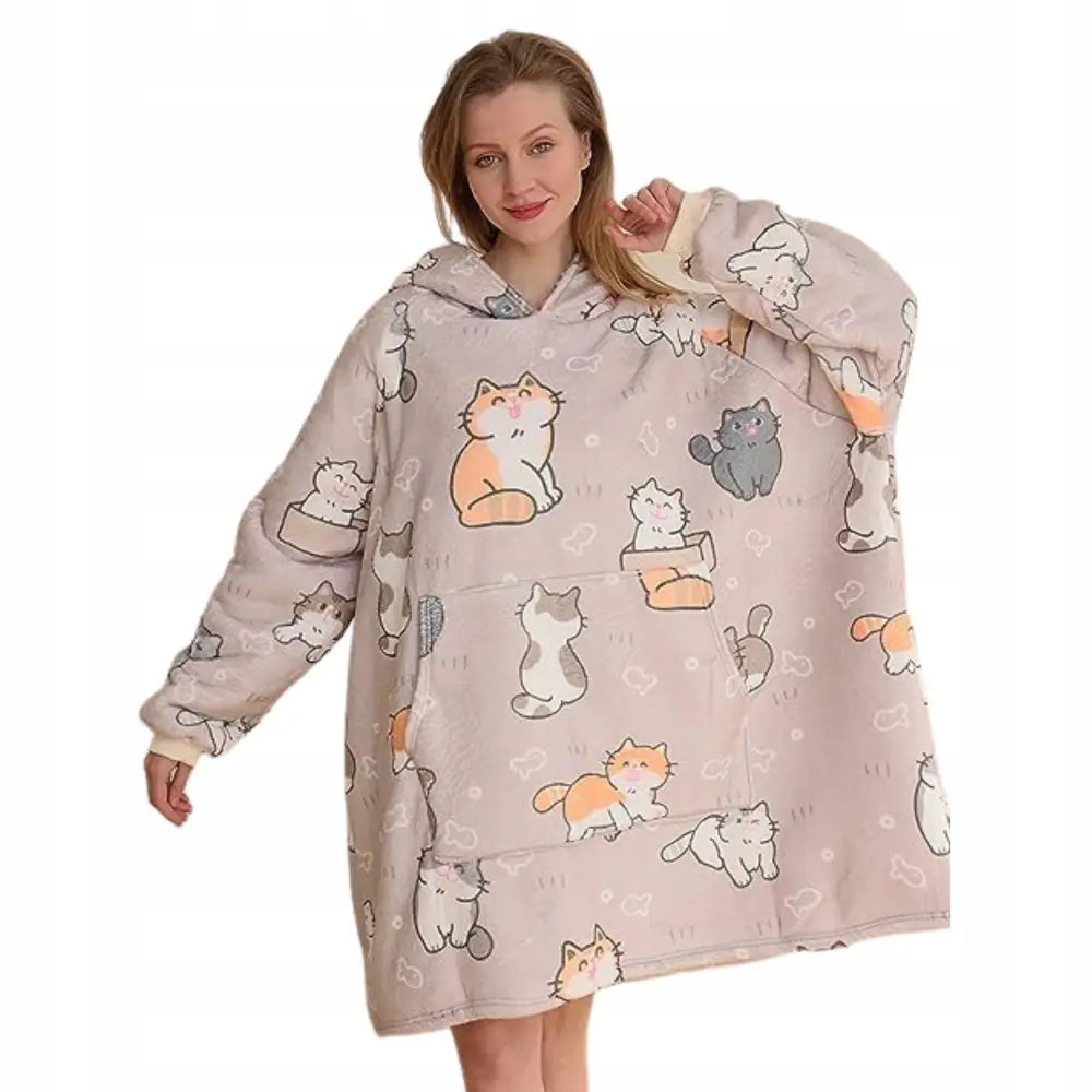 Koselig Oversized 2-i-1 Tykk Jakke Xxl med Pels
