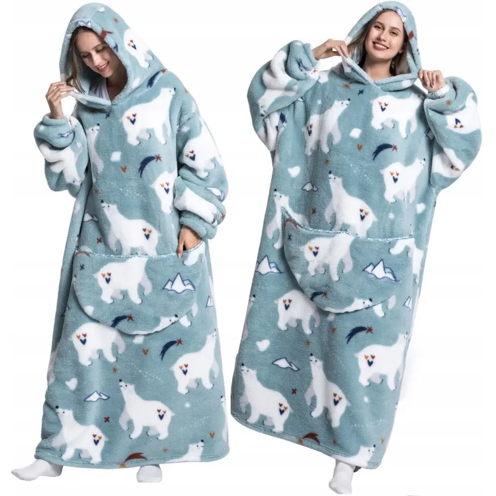 Kosepledd med Ermer Oversize Tykk Lang Genser som Gave Varm Bamsebjørn