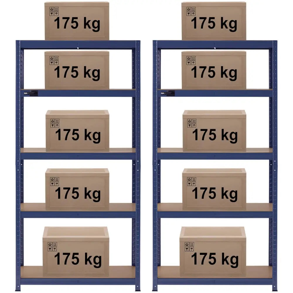 Lager Metall Hylle 5 Hyller 875 Kg 90 x 40 x 180 Cm Blå 2 Stk.