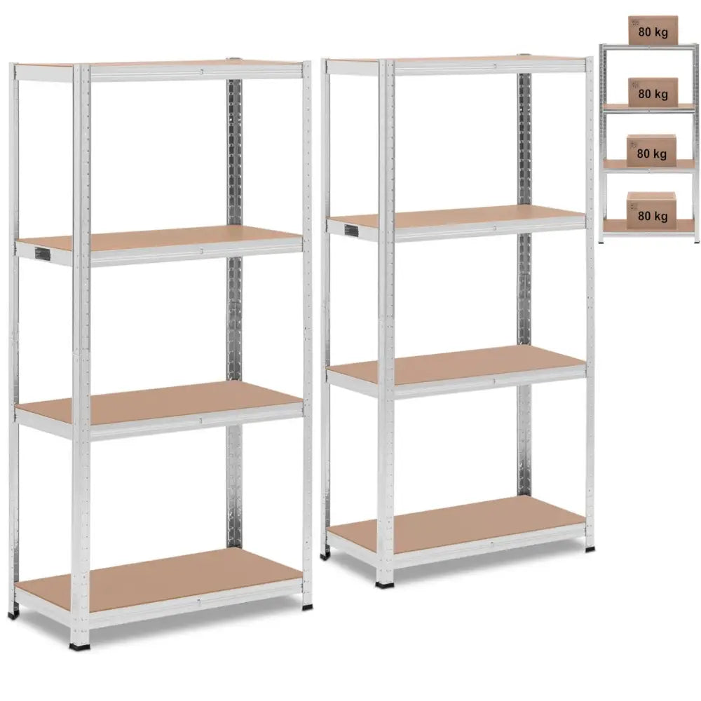 Lager Metallhyller 4 Hyller 320 Kg 80 x 40 x 160 Cm Grå 2 Stk.