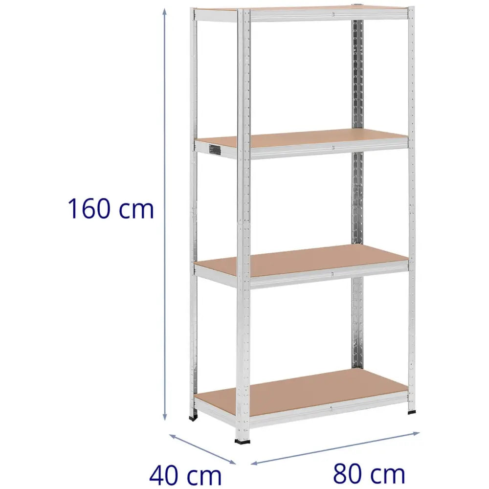 Lager Metallhyller 4 Hyller 320 Kg 80 x 40 x 160 Cm Grå 2 Stk.