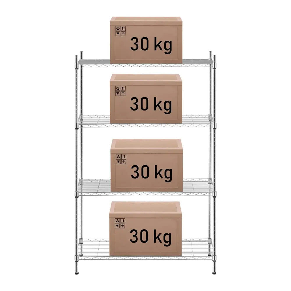 Lager Metallstativ Krom 137x90x35cm Opptil 120kg