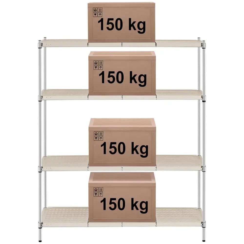 Lagerreol med 4 Hyller og Toppdekselet opp til 600 Kg 150x60x180 Cm
