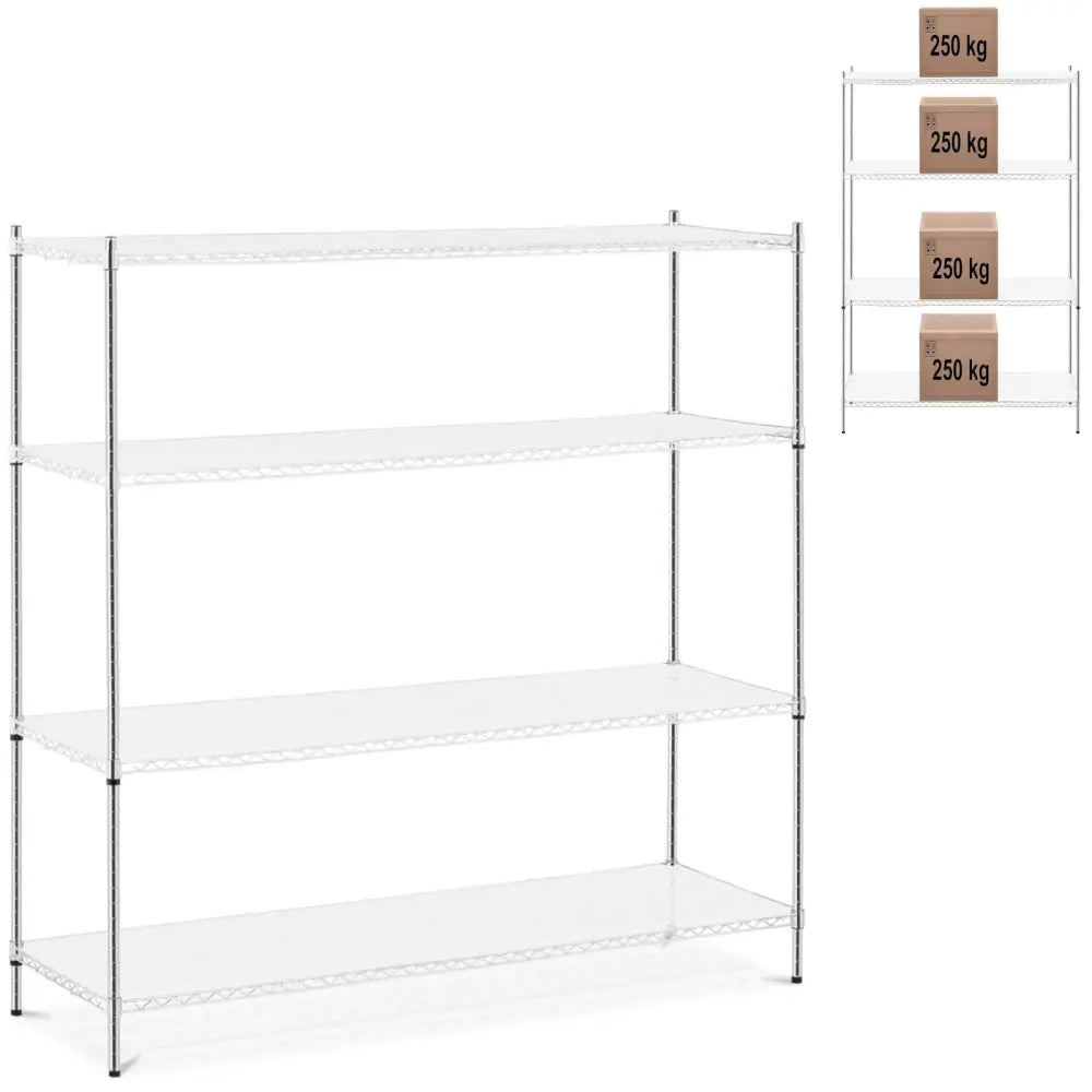 Lagerreol med åpning 4 Hyller + 4 Matter 1000 Kg - 180x60x180 Cm