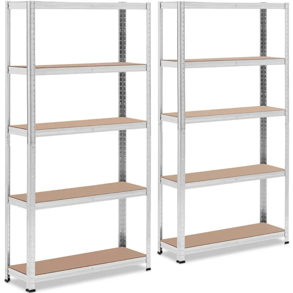 Lagerstålreol 5 Hyller 875 Kg 90 x 30 x 180 Cm Grå 2 Stk.