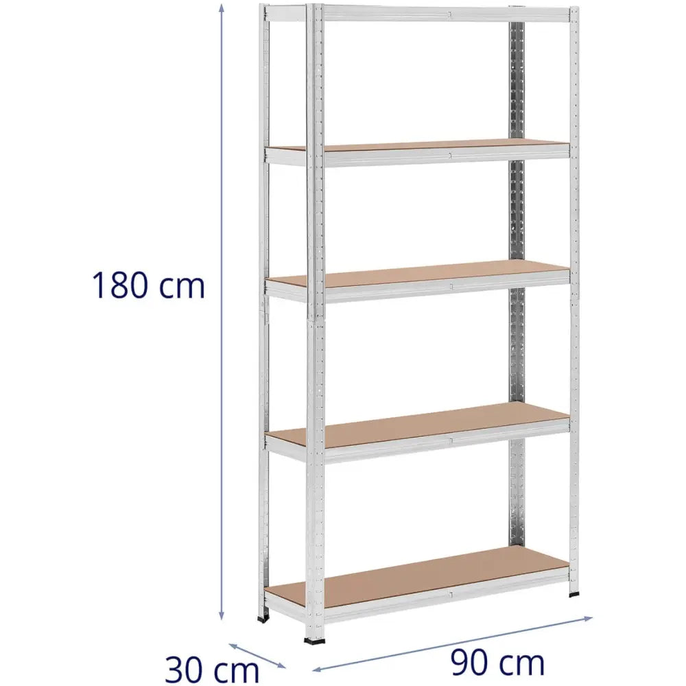 Lagerstålreol 5 Hyller 875 Kg 90 x 30 x 180 Cm Grå 2 Stk.