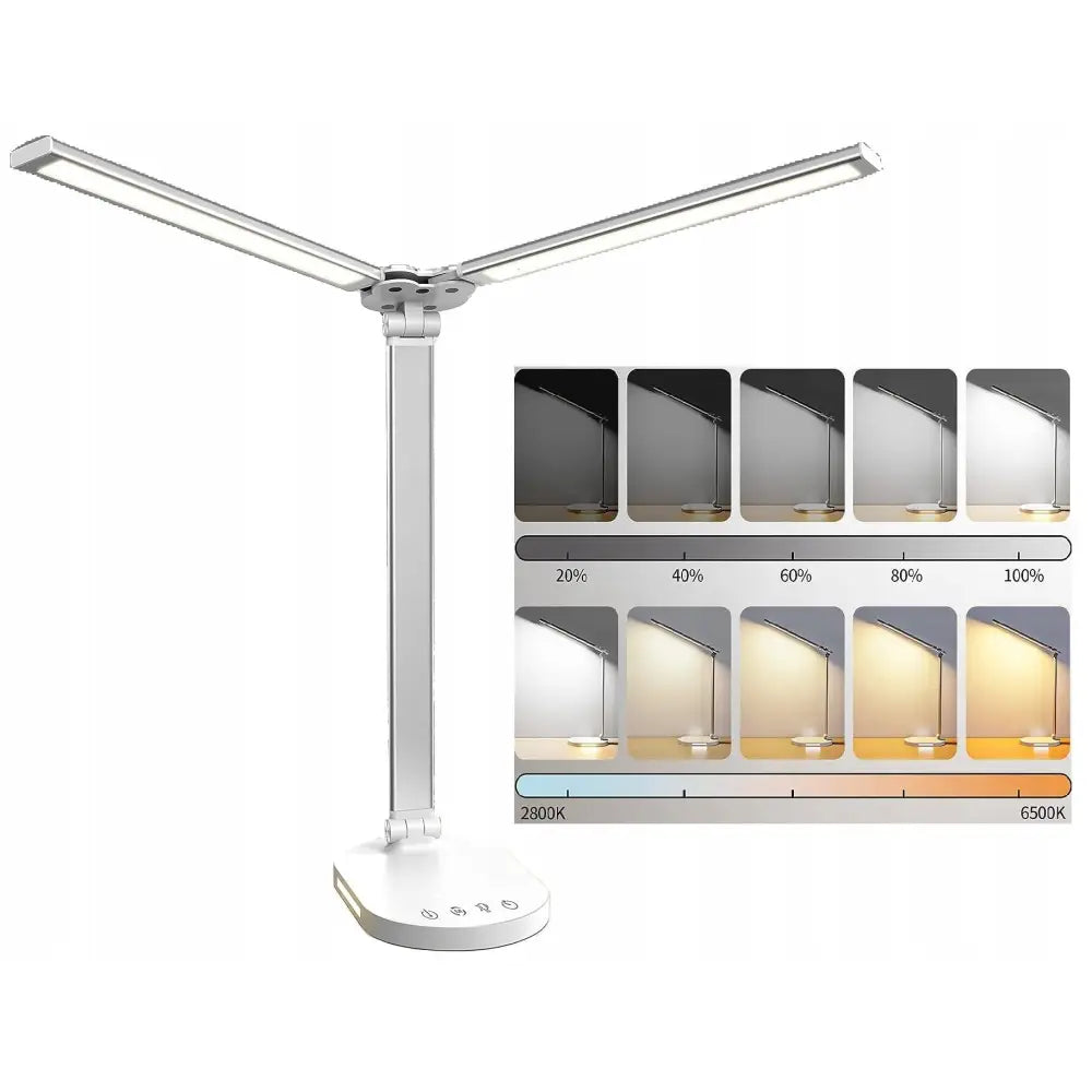 Led-skrivebordslampe med Dobbel Styrke og Lader Hvit Kontrollerbar