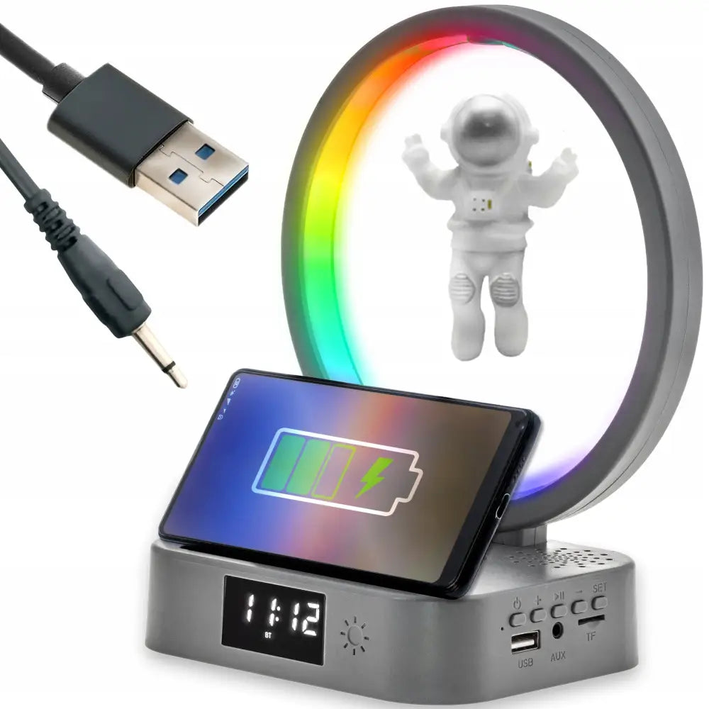 Led-skrivebordslampe med Rgb Astronaut Qi-lader