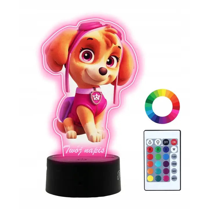 Led-skrivebordslampe med Uv ?Paw Patrol’ Skye-figur Led Plexido