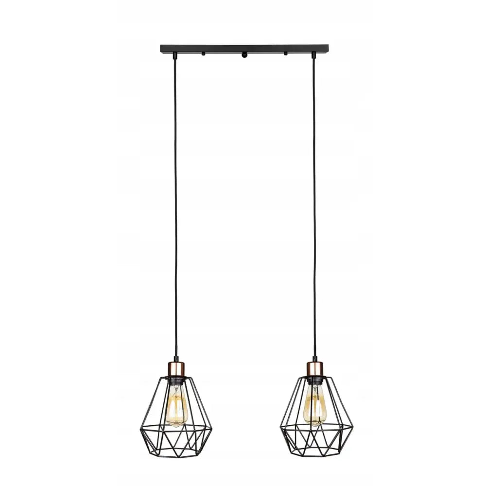 Loft Hengende Lampe Diamant Dobbel Skinne Svart (ep001)