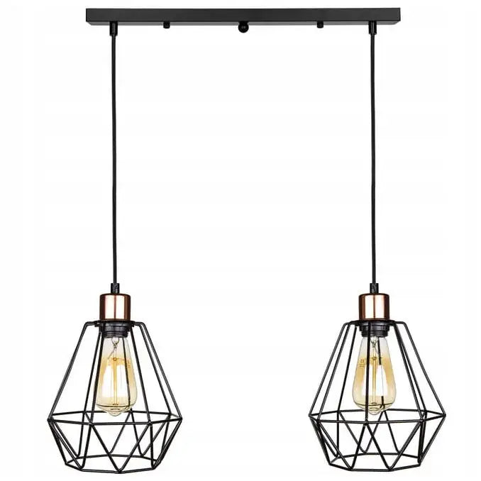 Loftlampe Diamant Dobbel Skinne Svart Roségull