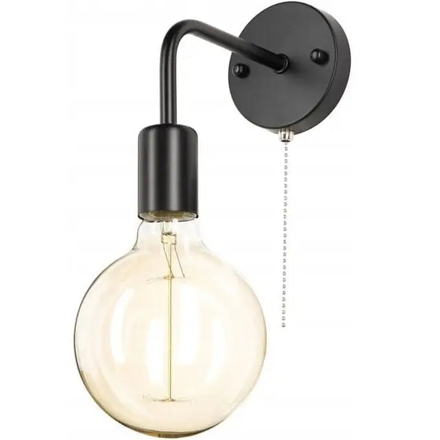 Loftvegglampe E27 Wst052 Sort med På/av-bryter