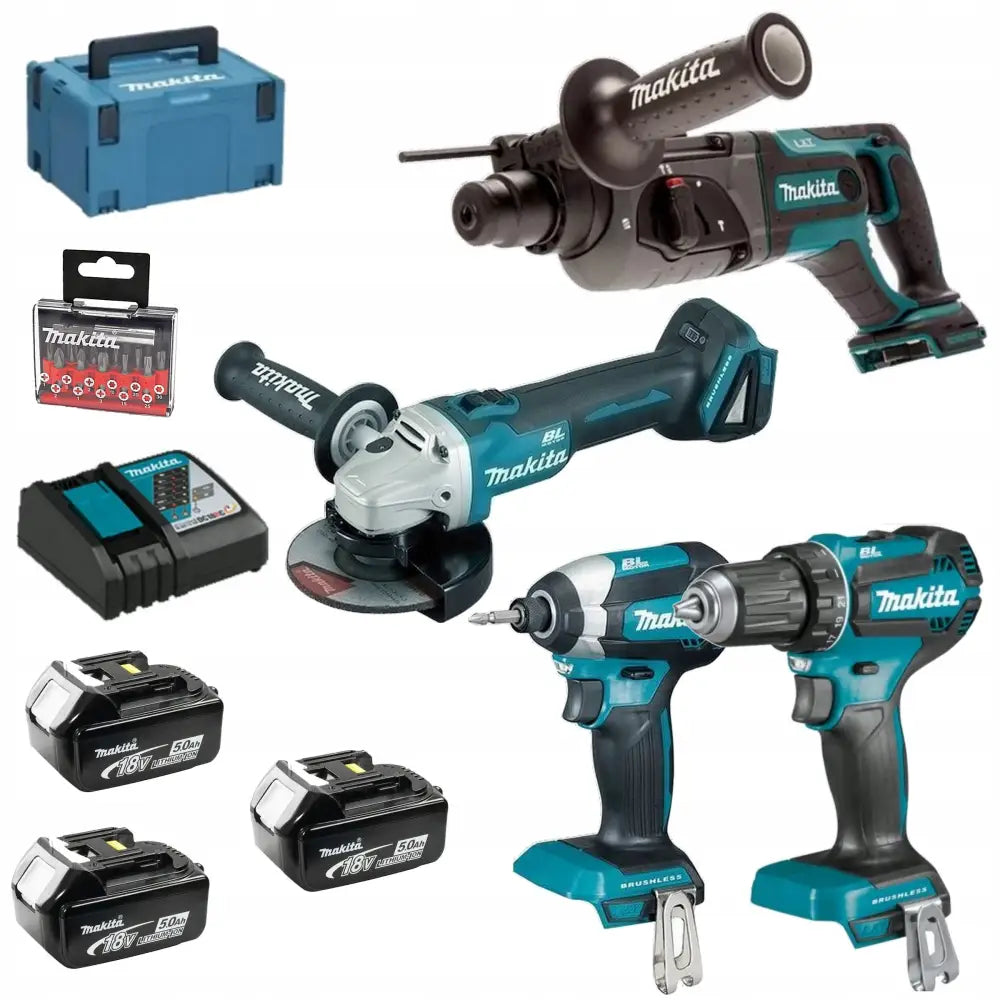 Makita Combo Sett med 4 Verktøy 18v 3x5ah