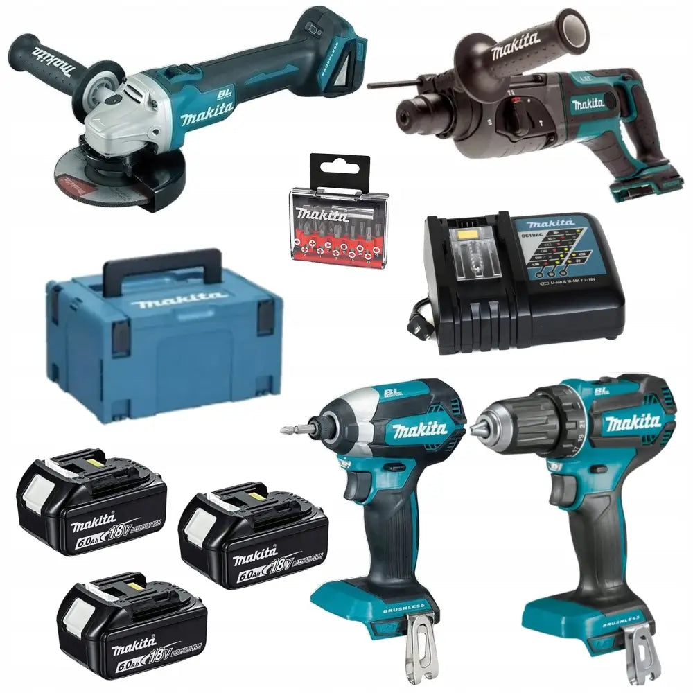 Makita Combo Sett med 4 Verktøy 18v 3x6ah