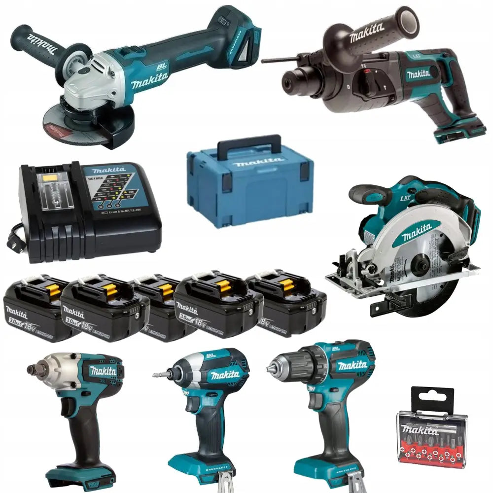 Makita Combo Sett med 6 Verktøy 18v 5xbatterier