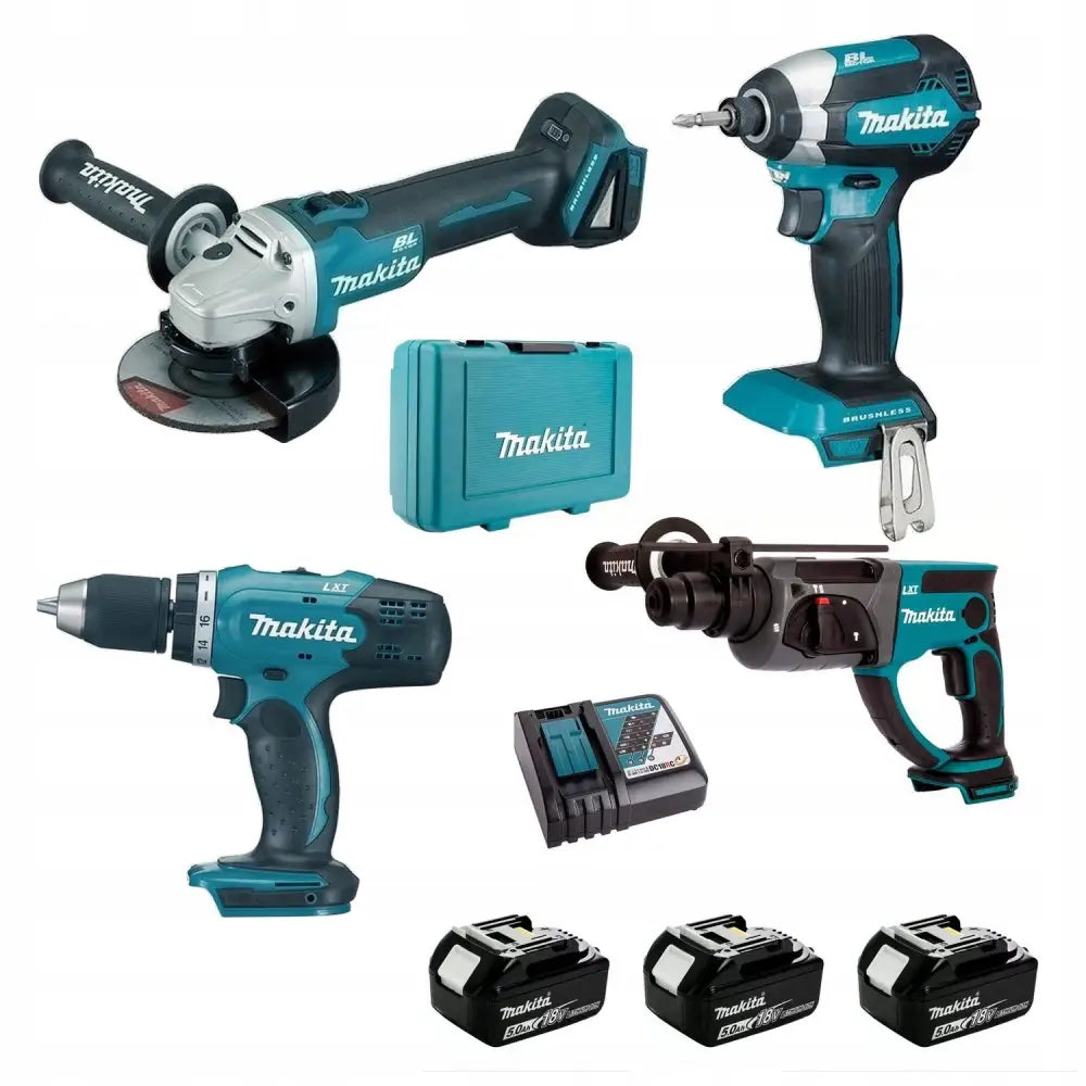 Makita Kombinasjonspakke 4 Stk Verktøy 18v 3x5ah