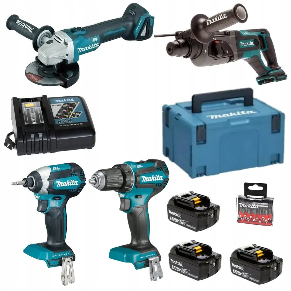Makita Kombosett med 4 Verktøy 18v 3xbatteri