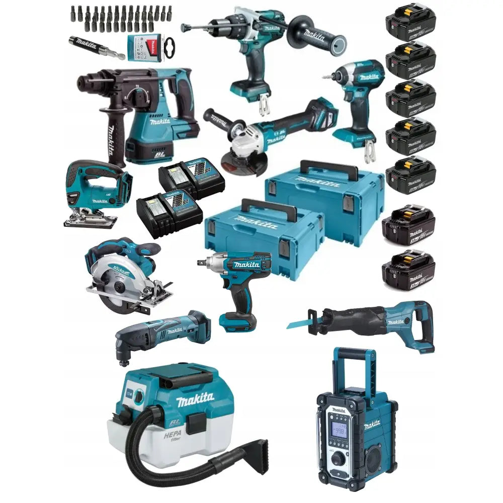 Makita Verktøysett 11 Deler Combo 18v 7xbatteri