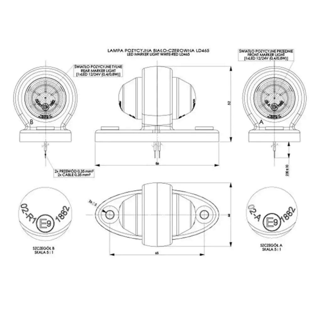 Markeringslampe for Tilhengere Led Horpol Ld 465