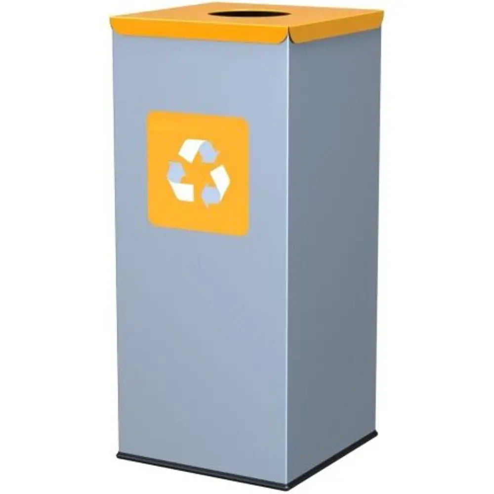 Metalavfallsbeholder 30x30x70cm 60l Plast - Gult Lokk
