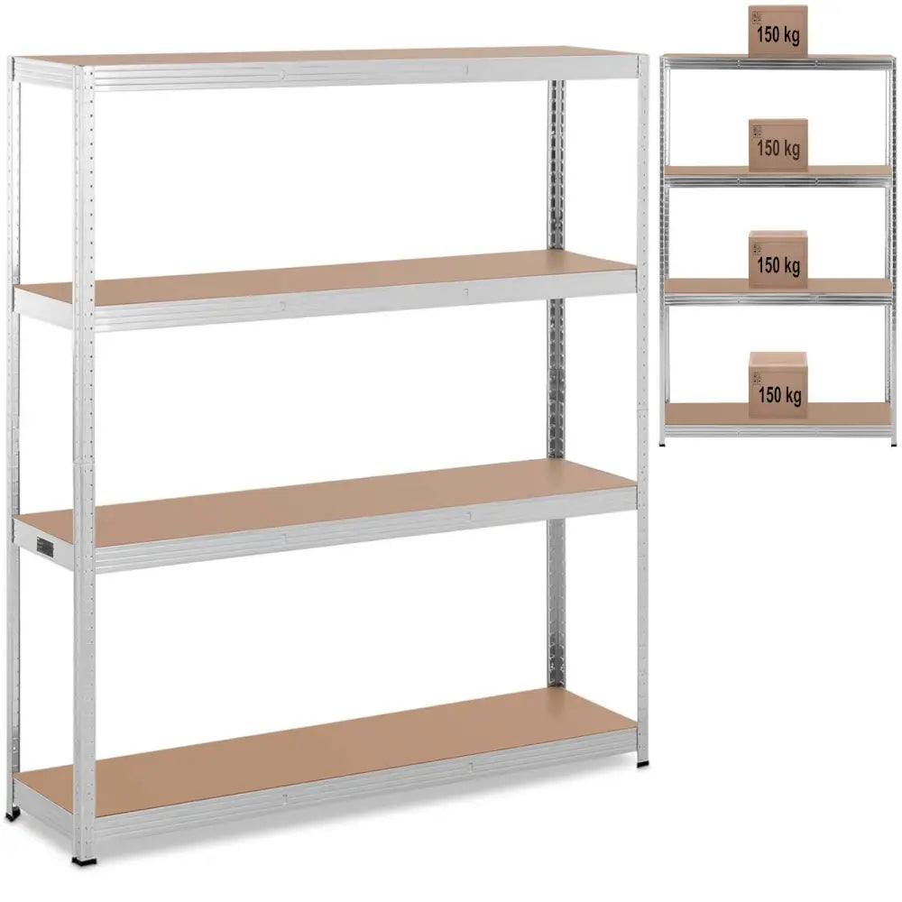 Metalhylle Lagerstativ 4 Hyller 600 Kg 160 x 40 x 180 Cm Grå