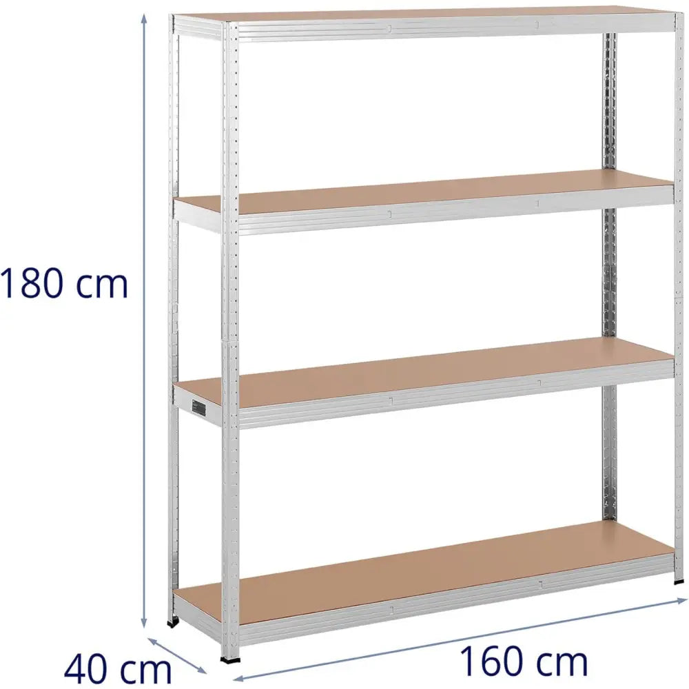 Metalhylle Lagerstativ 4 Hyller 600 Kg 160 x 40 x 180 Cm Grå