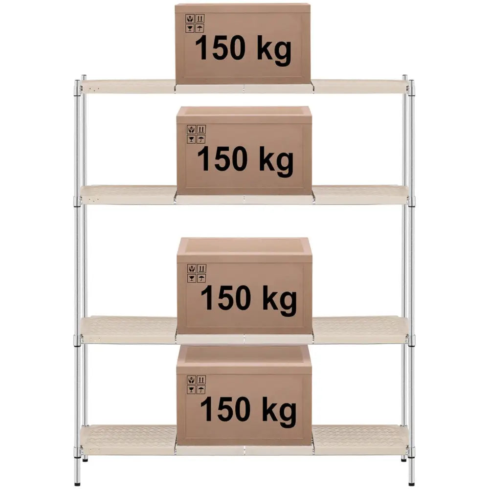 Metall Hylle med 4 åpne Hyller og Beslag 600 Kg 150x45x180 Cm