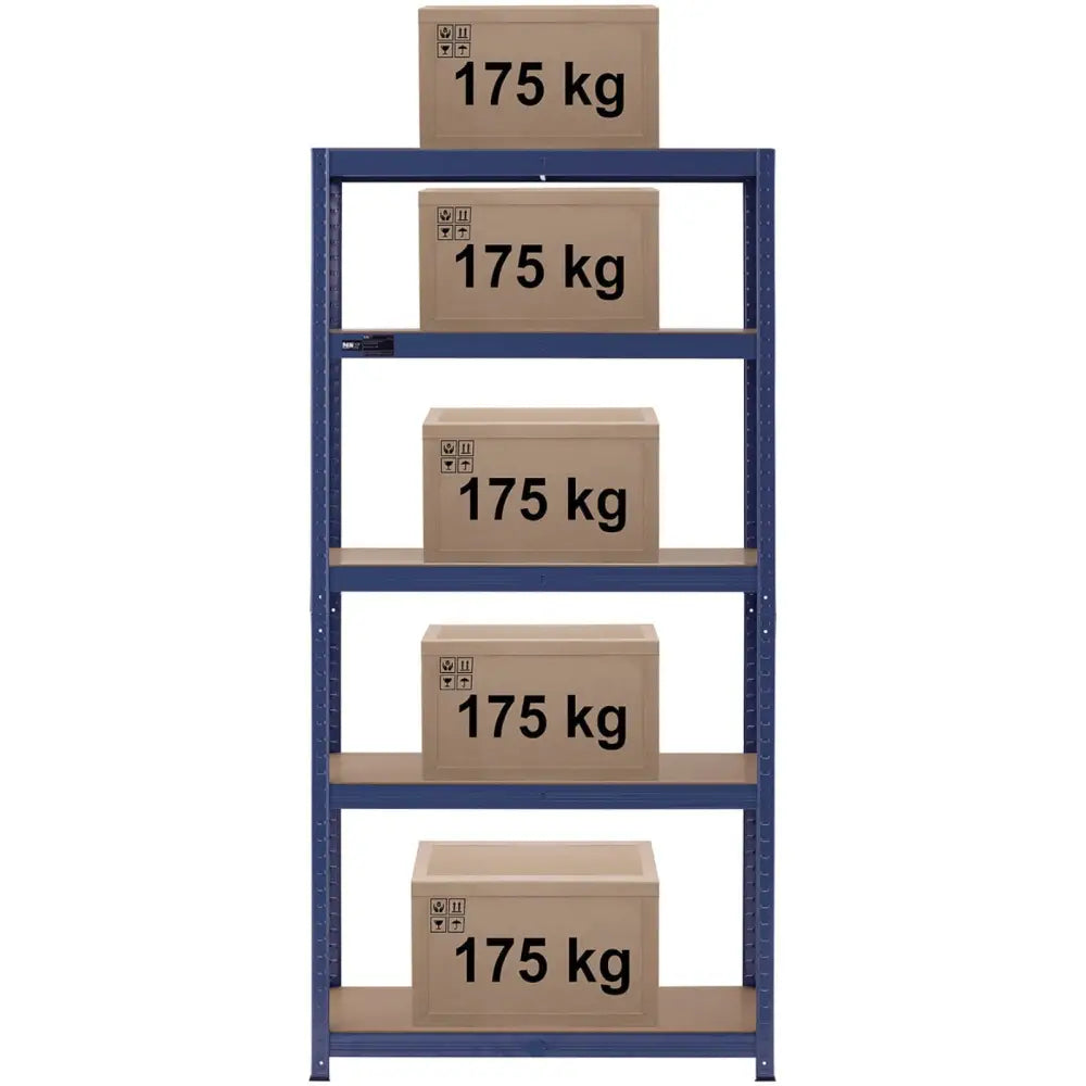 Metall Lagerhylla med 5 Hyller 875 Kg 90 x 40 x 180 Cm Blå