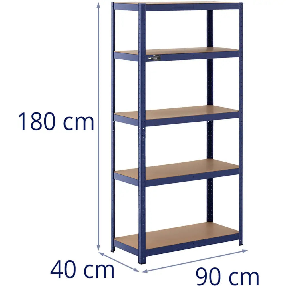 Metall Lagerhylla med 5 Hyller 875 Kg 90 x 40 x 180 Cm Blå