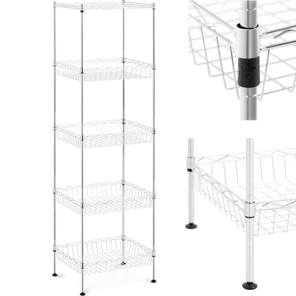 Metalltråd Hyller for Garderobe 5 Kurver 45 x 35 x 152 Cm Opptil 100 Kg