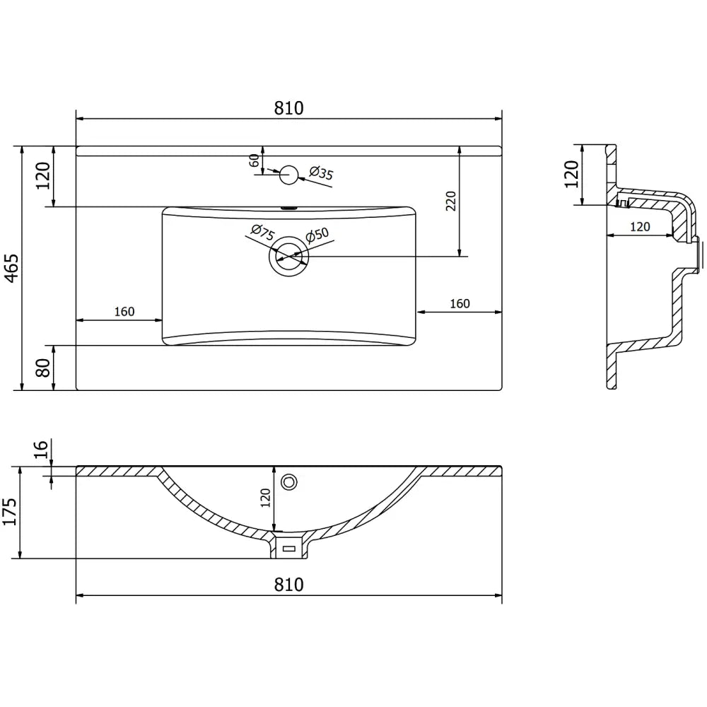 Mexen Atena Nedfelt Servant 81x46 Cm Matt Svart