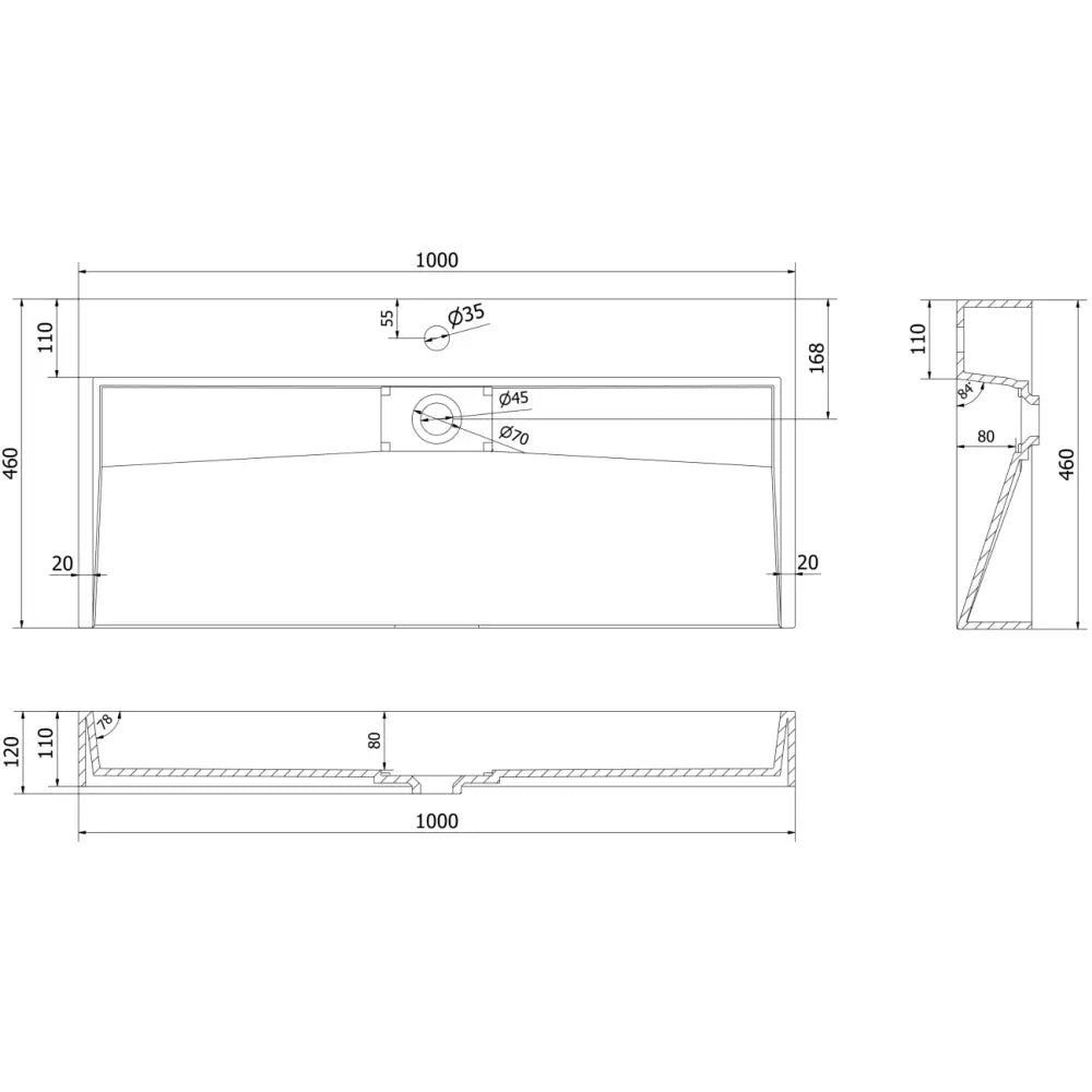 Mexen Ava Benkeplatevask i Kompositt 1/o 100x46 Cm Hvit