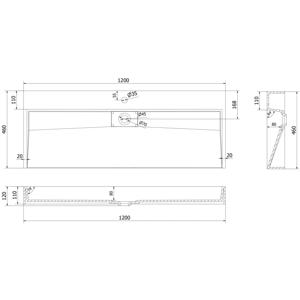 Mexen Ava Benkeplatevask i Kompositt 1/o 120x46 Cm Svart