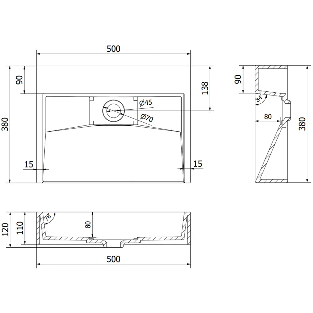 Mexen Ava Benkeplatevask i Kompositt 1/o 50x38 Cm Hvit