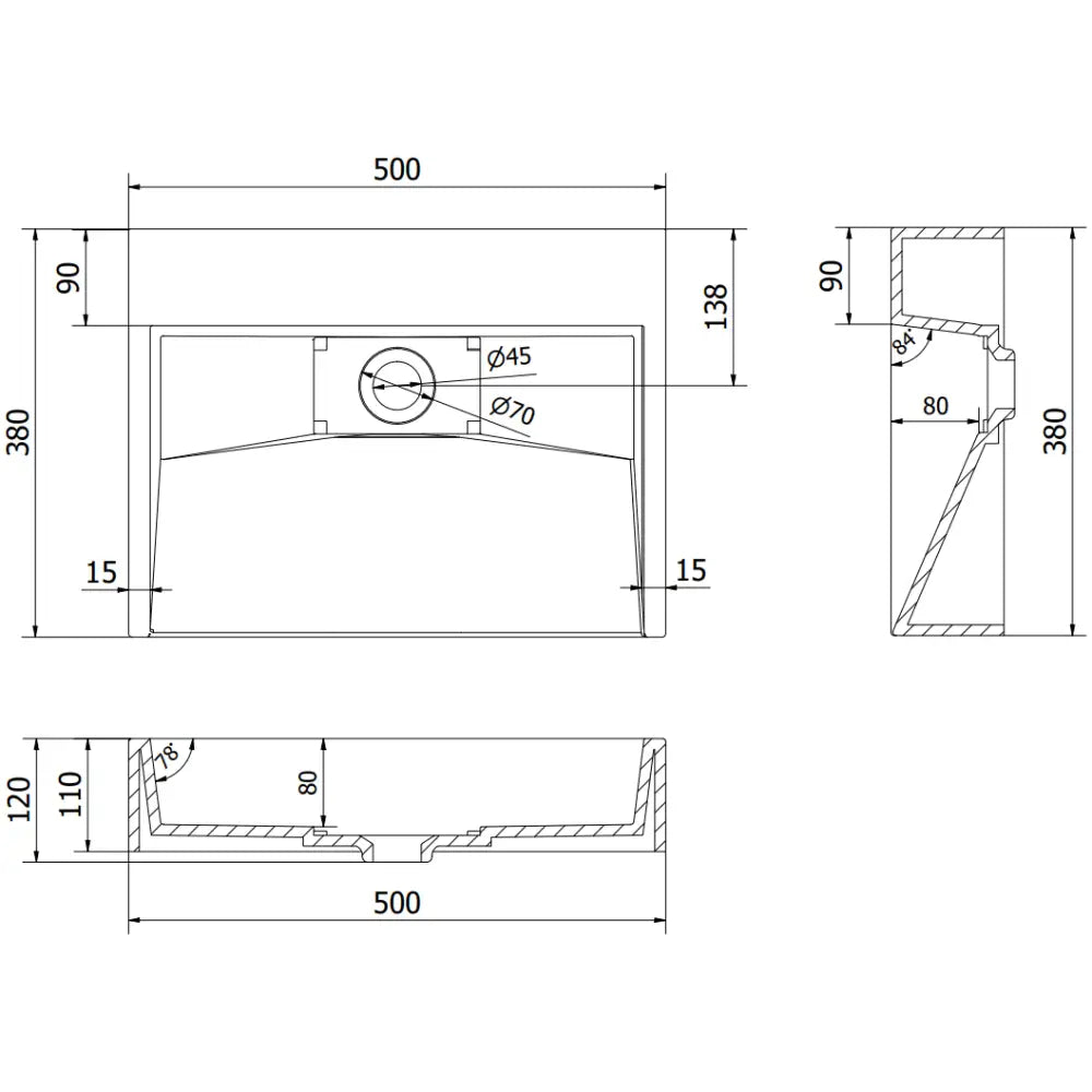 Mexen Ava Benkeplatevask i Kompositt B/o 50x38 Cm Svart