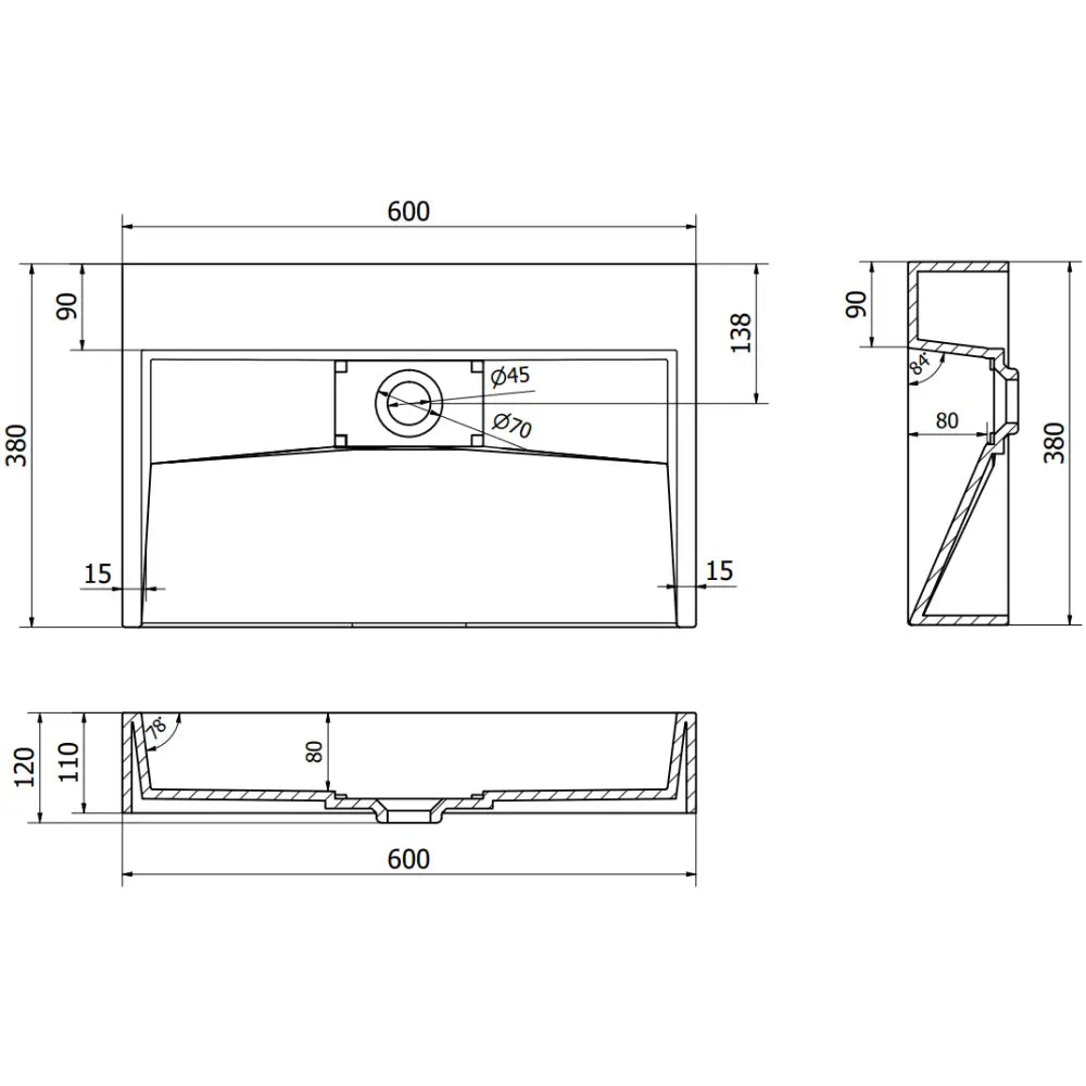 Mexen Ava Benkeplatevask i Kompositt B/o 60x38 Cm Hvit